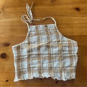 American Eagle gingham smocked halter top